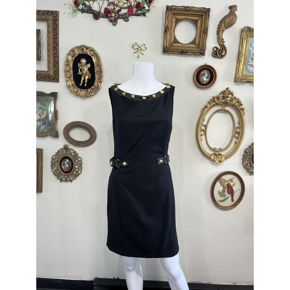Love Moschino Studded Faux Leather Trim Sheath Dress Size 6